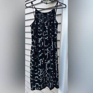 All Saints Sequin Embellished Dress in Black & silver Size Us 8
